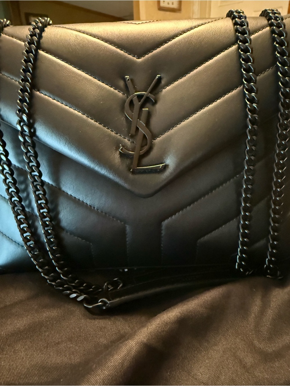 Saint Laurent Small Lou Lou puffer Black Quilted Chain Shoulder Bag
